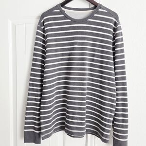 Banana Republic Navy Grey & White Striped Sleeve Cuff Sweater